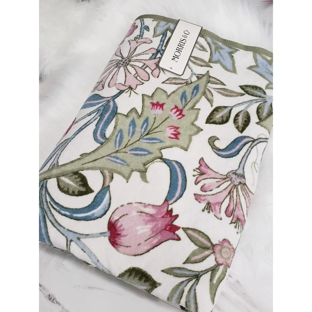NEW 1 BATH TOWEL Morris & Co WILHELMINA Floral Cotton Velour 30x54